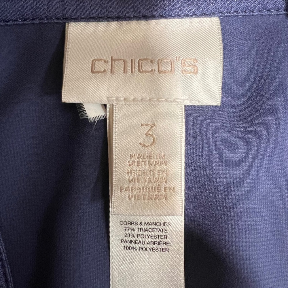 Chico's Moto Jacket Womens 3 Blue Lightweight Anorak Utility Drawstring - Picture 3 of 10